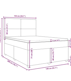 vidaXL Boxspring met matras stof blauw 140x200 cm