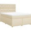 vidaXL Boxspring met matras stof crèmekleurig 160x200 cm