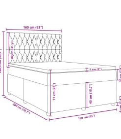 vidaXL Boxspring met matras stof crèmekleurig 160x200 cm