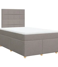 New Boxspring met matras stof taupe 120x190 cm Bedden