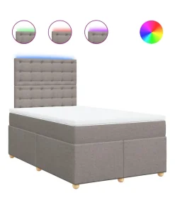 vidaXL Boxspring met matras stof taupe 120x190 cm
