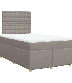 vidaXL Boxspring met matras stof taupe 120x190 cm
