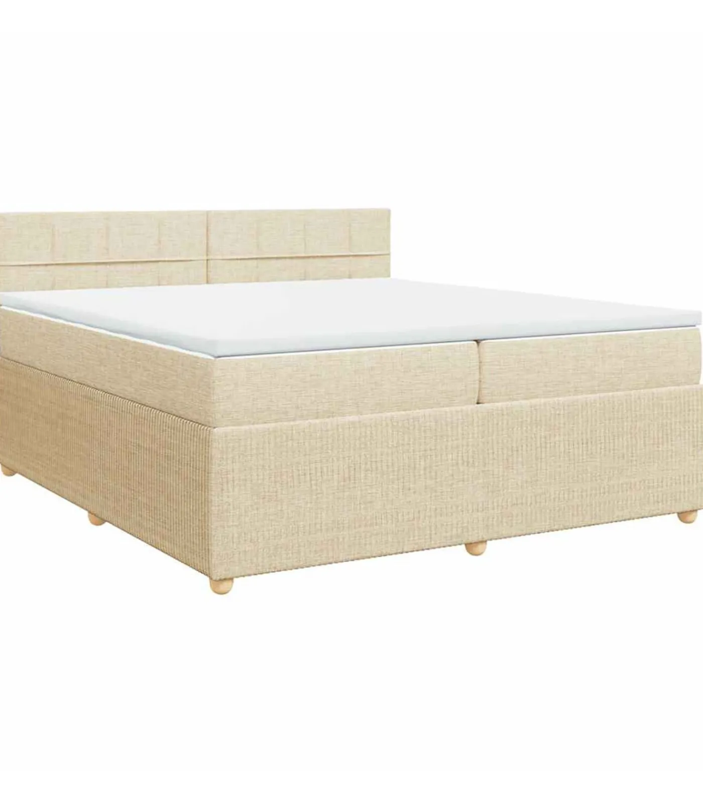 vidaXL Boxspring met matras stof crèmekleurig 200x200 cm