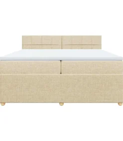 vidaXL Boxspring met matras stof crèmekleurig 200x200 cm