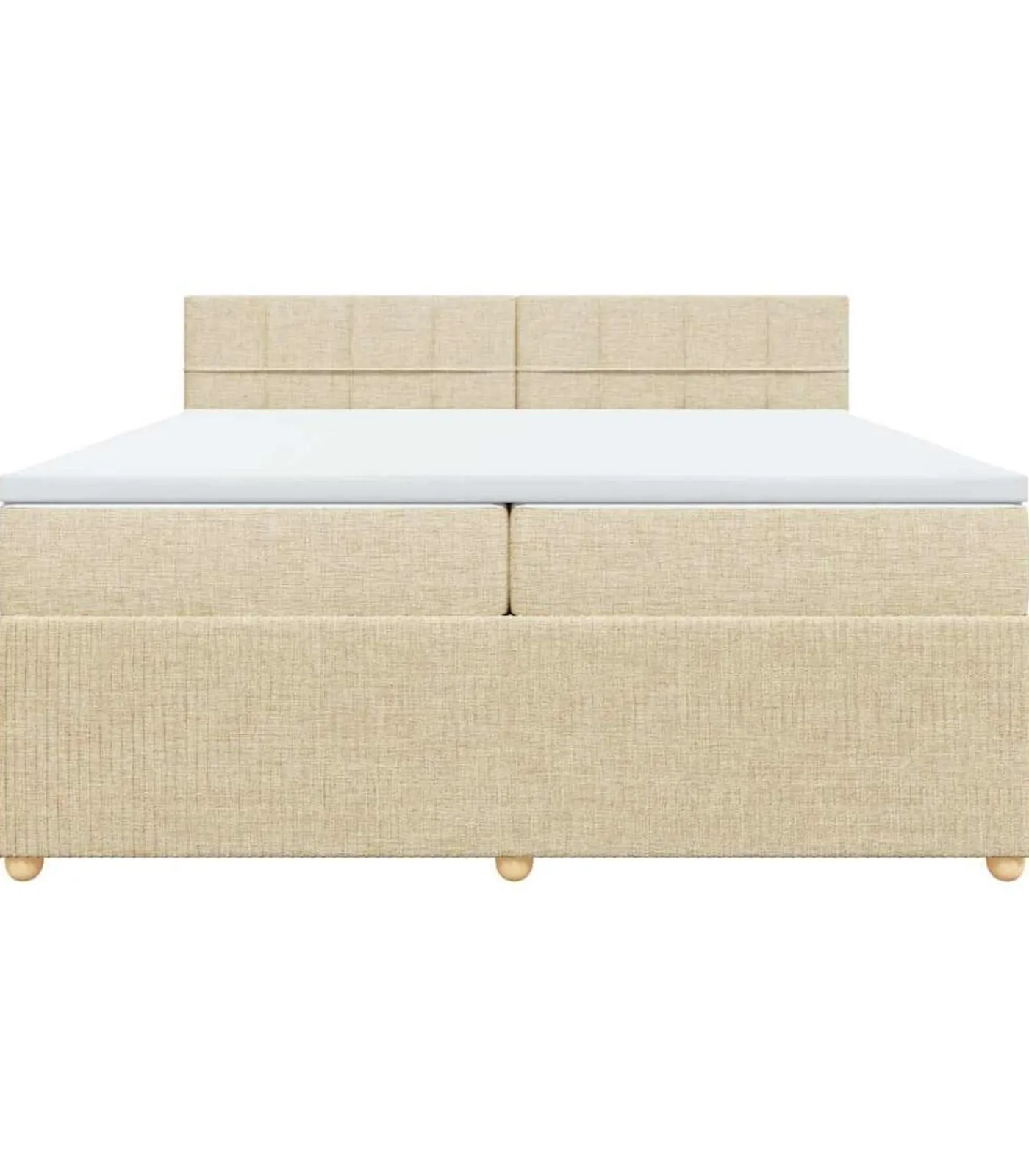vidaXL Boxspring met matras stof crèmekleurig 200x200 cm