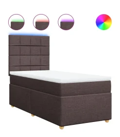 vidaXL Boxspring met matras stof donkerbruin 90x200 cm
