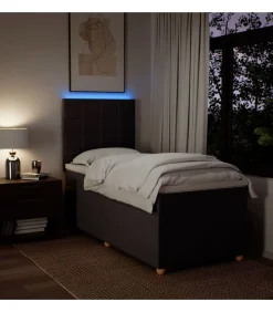 vidaXL Boxspring met matras stof donkerbruin 90x200 cm