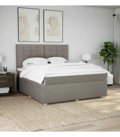 vidaXL Boxspring met matras stof taupe 180x200 cm