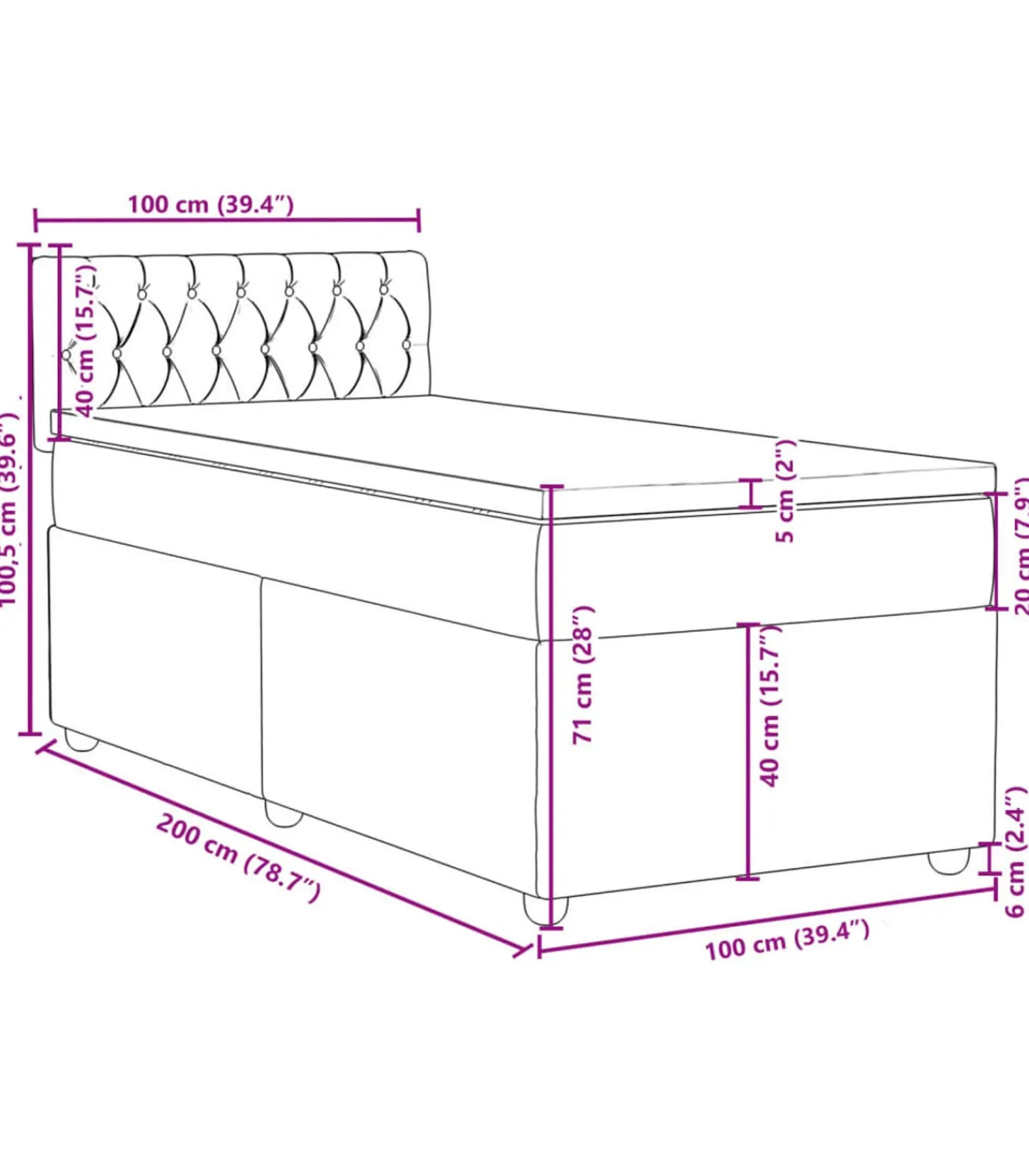 Online Boxspring met matras stof taupe 100x200 cm Bedden