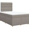 vidaXL Boxspring met matras stof taupe 120x190 cm