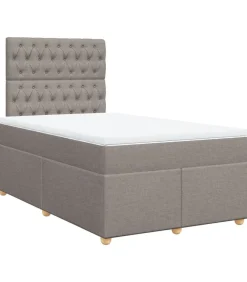 vidaXL Boxspring met matras stof taupe 120x190 cm