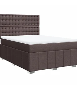 Sale Boxspring met matras stof donkerbruin 160x200 cm Bedden