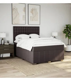 Sale Boxspring met matras stof donkerbruin 160x200 cm Bedden