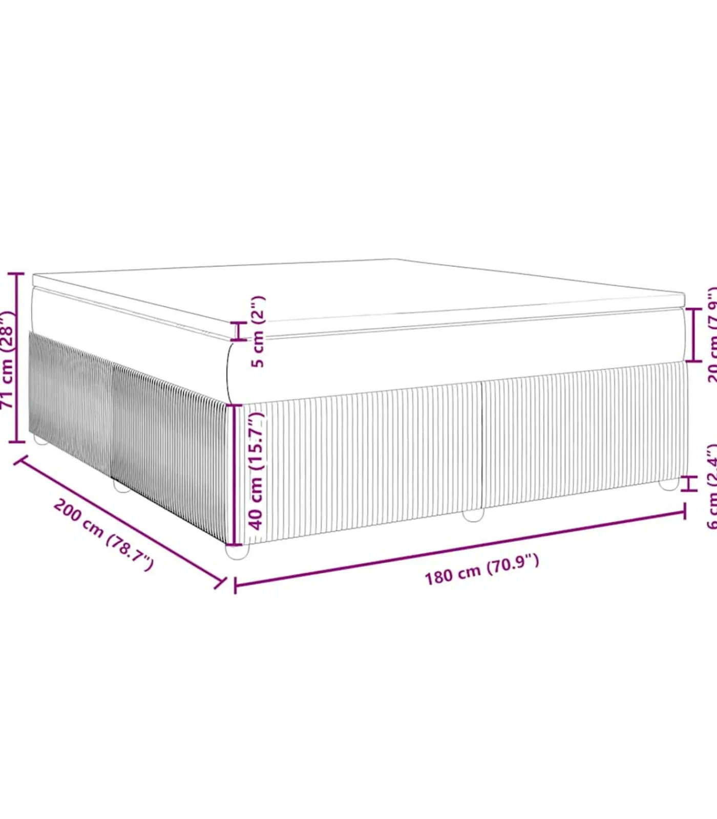 Hot Boxspring met matras stof taupe 180x200 cm Bedden