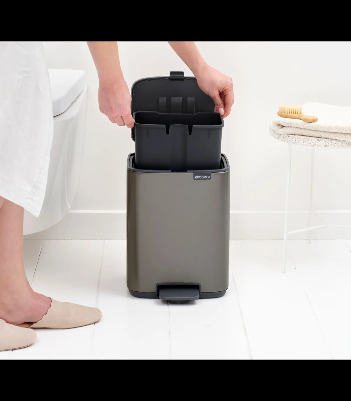 Clearance Bo Pedaalemmer, 7 liter, stil sluitend, kunststof binnenemmer - Platinum Manden En Bakken