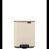 Brabantia Bo Pedaalemmer, 7 liter, stil sluitend, kunststof binnenemmer - Soft Beige