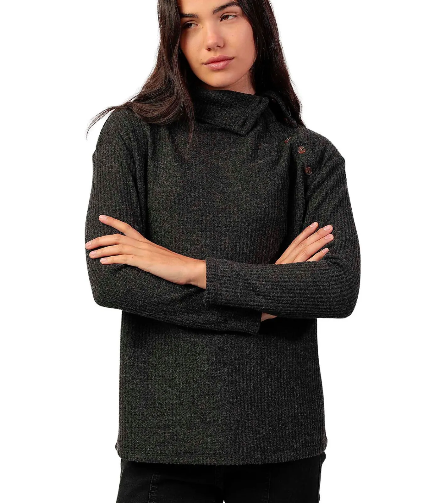 DAMES ADMAS Button-down top met lange mouwen Neck Buttons