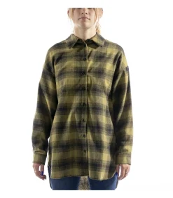 DAMES Kontatto Camicia Over Check Frange Verde