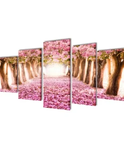 vidaXL Canvas muurdruk print set kersenbloesem 200 x 100 cm