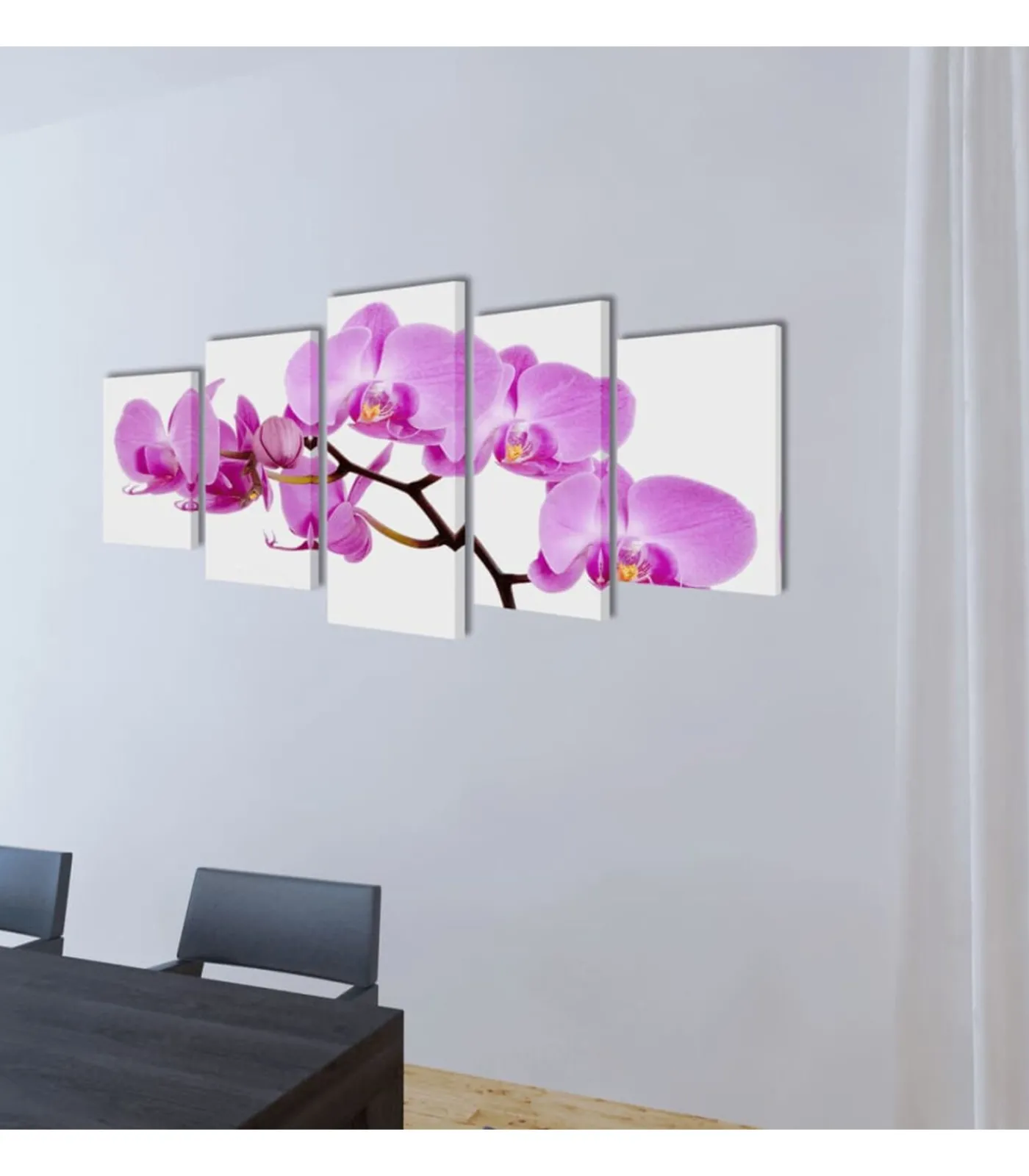 vidaXL Canvas muurdruk set orchidee 100 x 50 cm