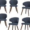 VTwonen Cape Eetkamerstoelen - Stof - Blauw - Set van 6