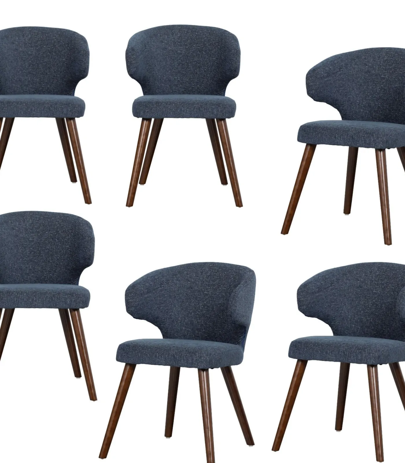 VTwonen Cape Eetkamerstoelen - Stof - Blauw - Set van 6