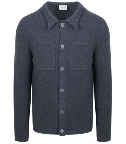 Heren Suitable Cardigan Boiled Wool Blauw