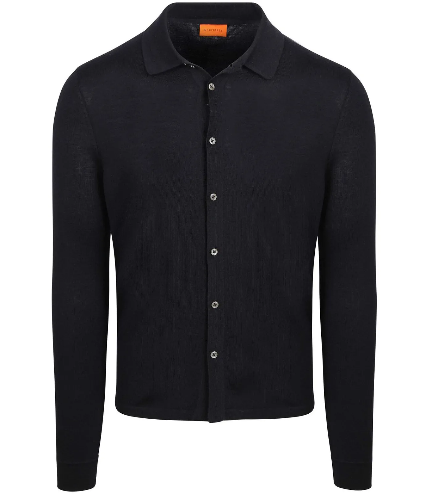 Heren Suitable Cardigan Shirt Merino Navy