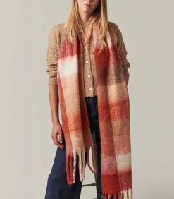 DAMES Deeluxe CHARDA - Grote geruite sjaal met volumineuze franjes