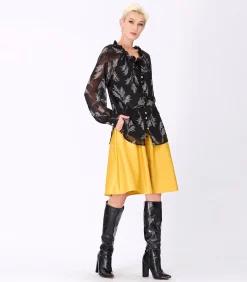 New Chiffon blouse met verenprint en strikkraag DAMES Overhemden & Blouses