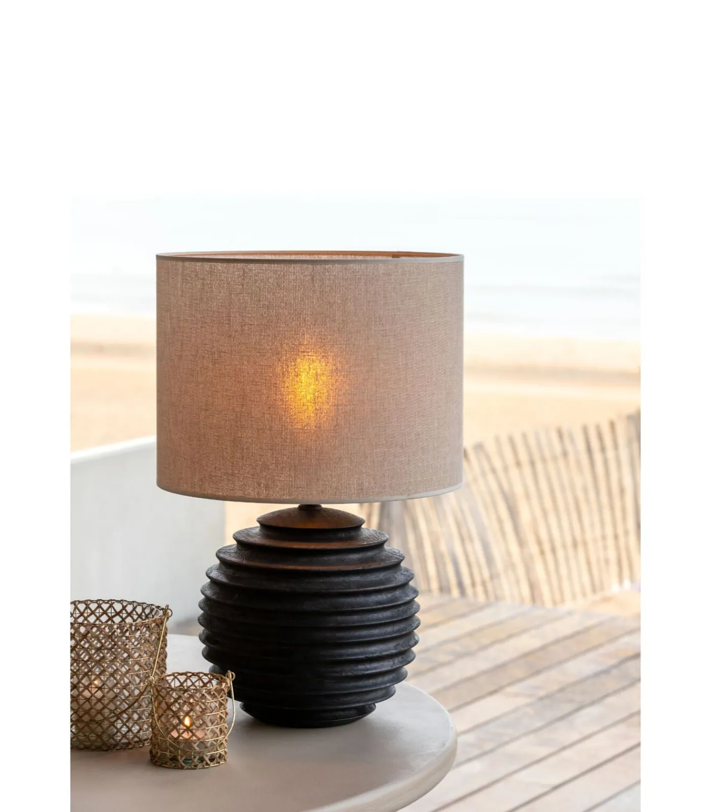 Light & Living Cilinder Lampenkap Breska - Parel Wit - Ø40x30cm