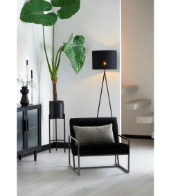 Light & Living Cilinder lampenkap Livigno - Zwart - Ø50x38cm