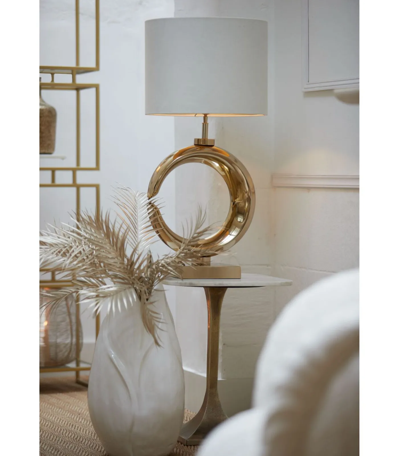 Sale Cilinder Lampenkap Velours - Wit - Ø40x30cm Lampenkappen