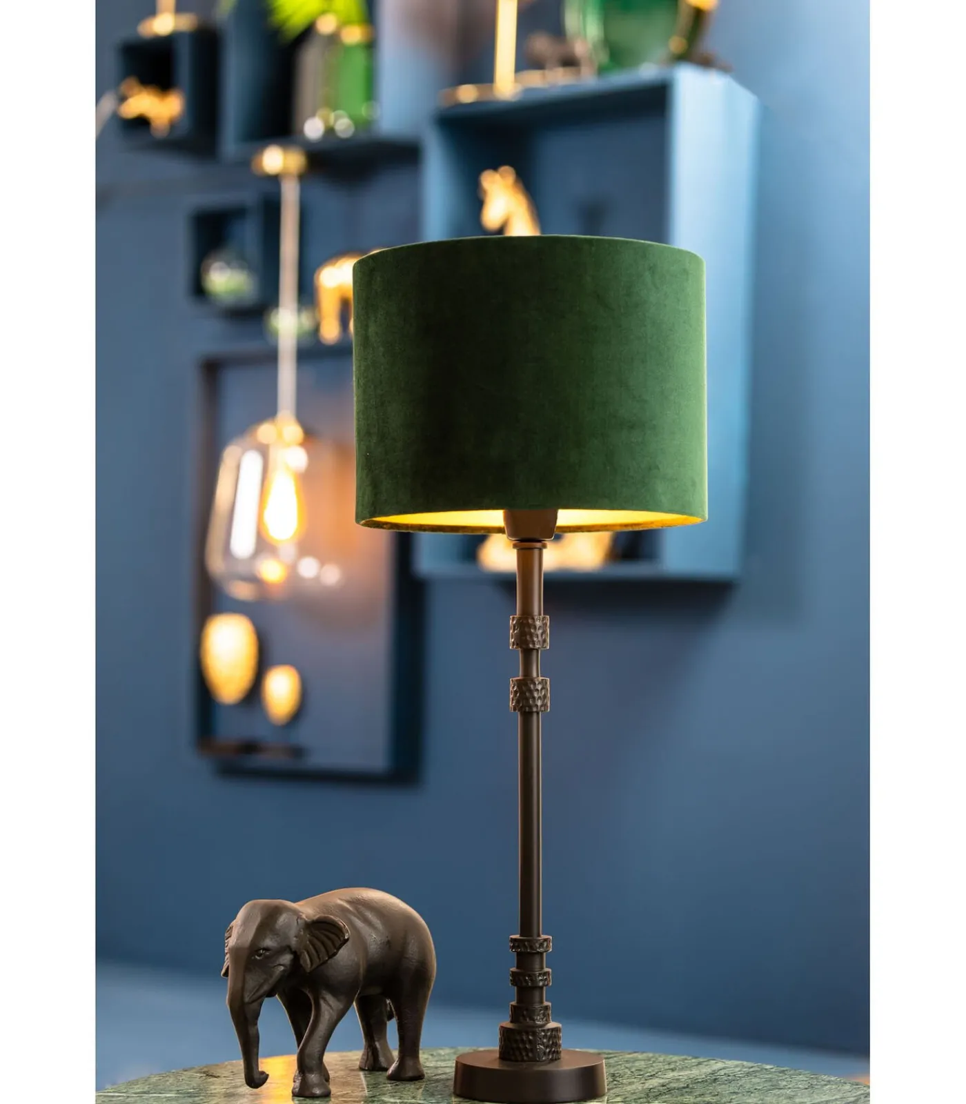 Light & Living Cilinder Lampenkap Velours - Dutch Green - Ø30x21cm