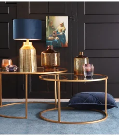 Discount Cilinder Lampenkap Velours - Petrol Blue - Ø35x30cm Lampenkappen