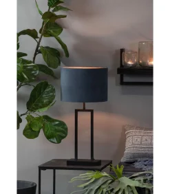 Sale Cilinder Lampenkap Velours - Petrol Blue - Ø40x30cm Lampenkappen