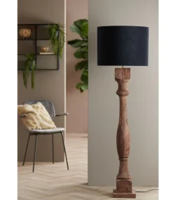 Discount Cilinder lampenkap Velours - Zwart - Ø50x38cm Lampenkappen