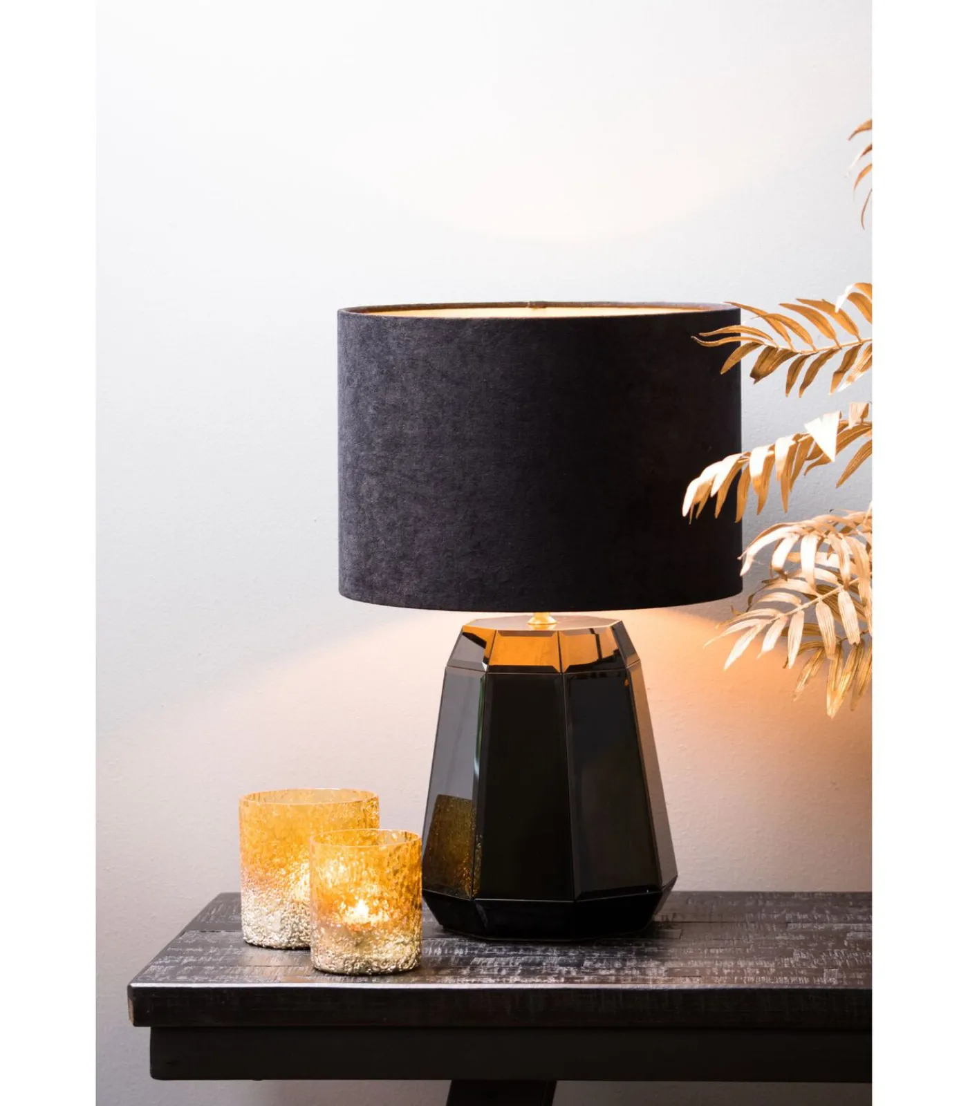 Light & Living Cilinder Lampenkap Velours - Zwart - Ø30x21cm