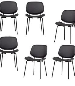 WOOOD Classic Eetkamerstoelen - Hout - Zwart/Walnoot - Set van 6