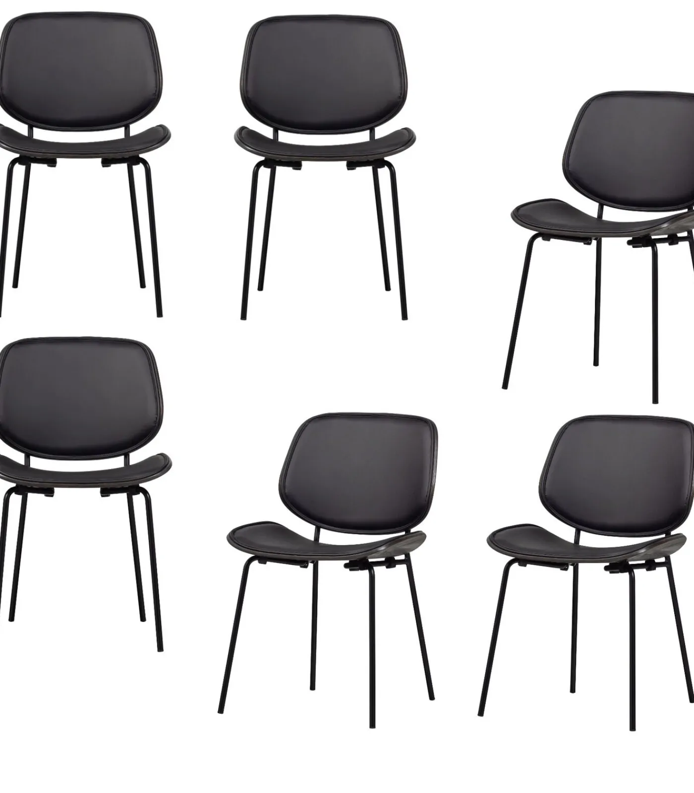 WOOOD Classic Eetkamerstoelen - Hout - Zwart/Walnoot - Set van 6