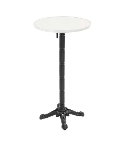 Sale 60cm ronde hoge tafel met kantelbaar wit/zilveren blad en zwarte poten Tuinmeubelen