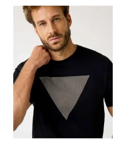 Heren GUESS Cn Ss Triangle Logo Tee