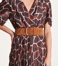 DAMES La Fée Maraboutée Cognac leren brede riem