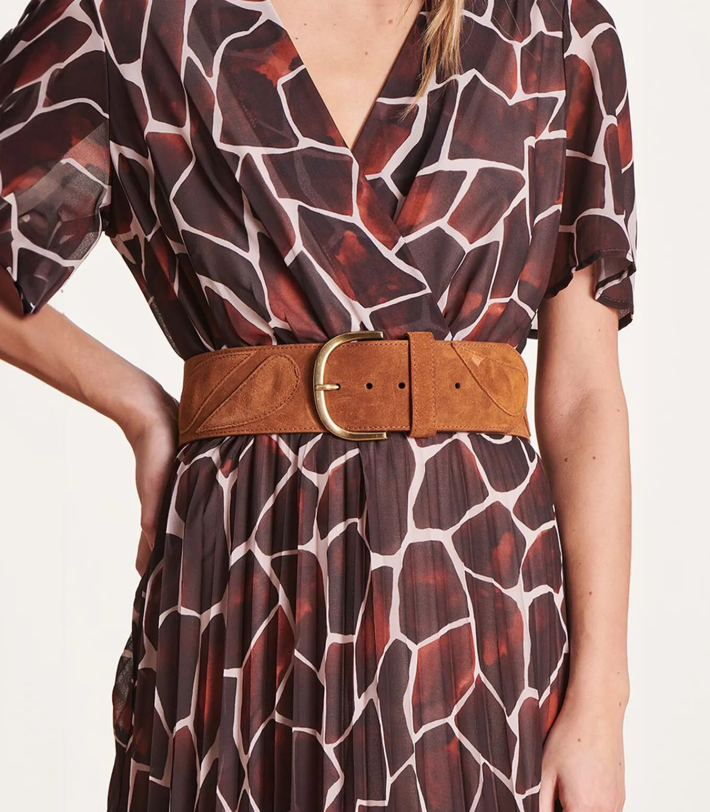 DAMES La Fée Maraboutée Cognac leren brede riem