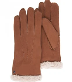 Clearance Cognac suède leren handschoenen voor dames DAMES Handschoenen