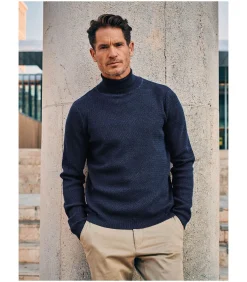 Clearance Coltrui Structure Melange Navy Heren Truien & Cardigans