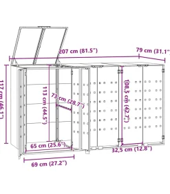 vidaXL Containerberging 3 containers 207x79x117 cm staal antraciet