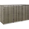 vidaXL Containerberging driedubbel 207x80x117 cm poly rattan grijs