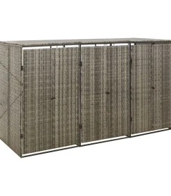 vidaXL Containerberging driedubbel 207x80x117 cm poly rattan grijs