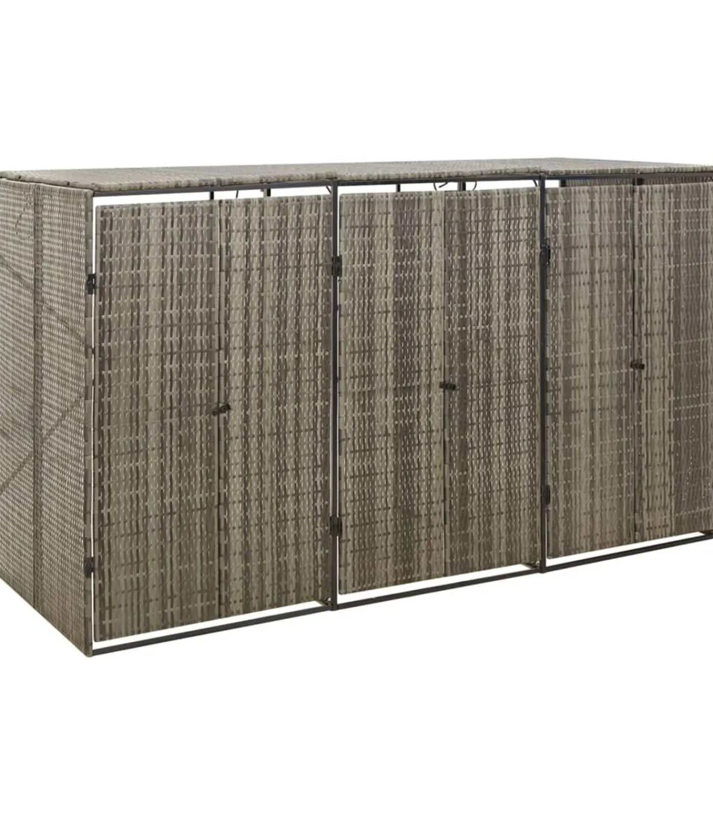 vidaXL Containerberging driedubbel 207x80x117 cm poly rattan grijs